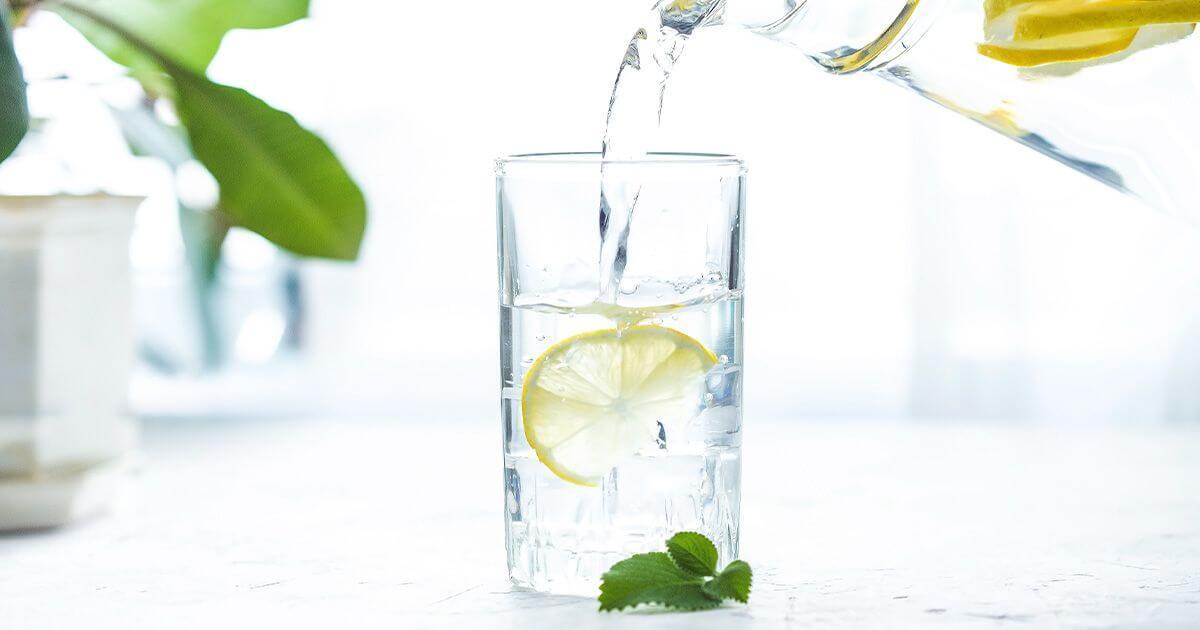 glass of mint and lemon water
